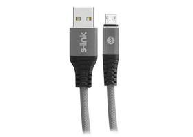 S-Link Swapp 1 m 2.4A Micro USB Kılıflı Gri Data ve Şarj Kablosu