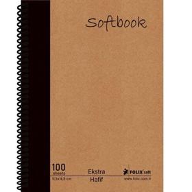 Folix Softbook 115 x 165 cm Sert Kapak Kraft Ekstra Hafif Krem Kağıt Spiralli Kareli Defter 100 Yapr