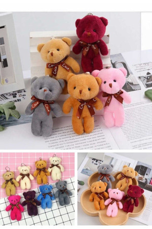 Çanta Süsü Aksesuarı Anahtarlık 6 Adet Peluş Ayıcık Set Mini Yumoş Karışık Renk Çanta Süsü 11 cm - Image 1