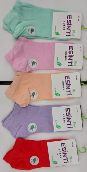 ESİNTİ BAYAN BAMBU PATİK PASTEL RENKLİ ÇORAP 12 ADET - Image 1