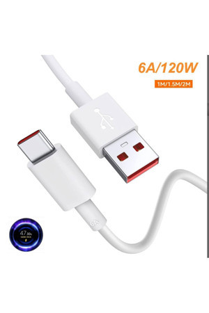 Yumax Type-C Turbo Hızlı Şarj Kablosu | 33W 67W 120W 240W Uyumlu | 6A | 1M Veri Ve Şarj Kablosu - Image 1