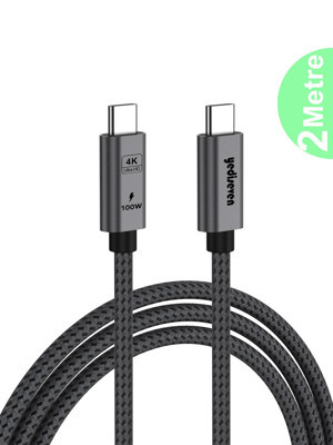 Yediseven Type C To USB 3.2 Gen2 100W 5A Hızlı Şarj Data ve 4K Görüntü Aktarma Kablosu 20GBPS Gri 2 Metre - Image 1