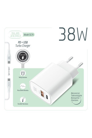 Subzero Sg76 38W Usb/Pd Girişili Type-C Turbo Şarj Aleti - Image 1