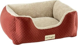 Pet Comfort Echo  Kedi ve Köpek Yatağı Tarçın/Ecru Peluş S 60x50cm - Image 1