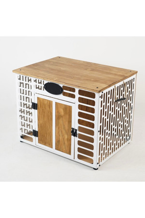 Colorfull Worlds Büyük Irk Iç Mekan Metal/Ahşap Köpek Kulübesi, Metal/Ahşap Sandık Köpek Evi, Dekoratif Köpek Evi - Image 1