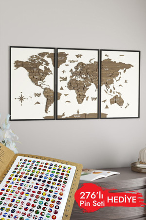 Colorfull Worlds 3D Çok Katmanlı Çerçeveli Arapça Dünya Haritası - Tablo Dünya Haritası - Image 1