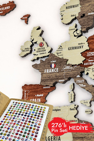 Colorfull Worlds 3 Boyutlu Ahşap Dünya Haritası, Ahşap Duvar Dekoru, Duvar Tablo, Gerçek Dünya Haritası,Dekorasyon - Image 1