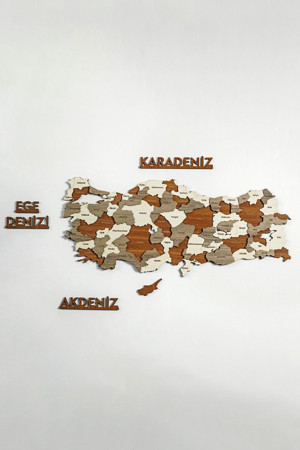 Colorfull Worlds 3 Boyutlu Ahşap Türkiye Haritası, Üç Boyutlu Ahşap Duvar Dekoru, Dekoratif Türkiye Duvar Haritası - Image 1