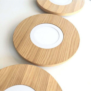 Marca Home Yuvarlak Meşe Kaplama Led Tavan Aydınlatması 33Cm, Yatak Odası, Koridor, Banyo Lambası - Gün Işığı - Image 1