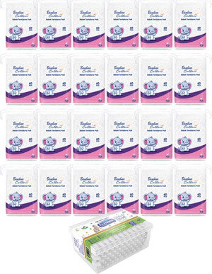 Bambino Cotton Bebe Temizleme Pamuğu 60Lı X 24 - Bebe Kulak Çubuğu Hediyeli - Image 1