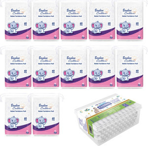 Bambino Cotton Bebe Temizleme Pamuğu 60Lı X 12 - Bebe Kulak Çubuğu Hediye - Image 1