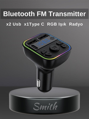 Acl Fm Transmitter Müzik Oynatıcı Kablosuz Bağlantı Araç Şarjı Rgb Type-C Aft12 - Image 1