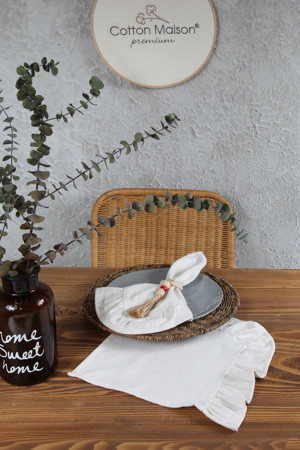 Cotton Maison Naturel İki Uç Fırfırlı Peçete 6 Lı Vintage 30X30 Cm - Image 1