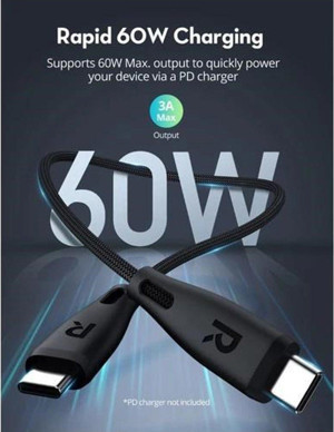 Ravpower 1.2Metre 60W C-C Type-C Kablo - Image 1