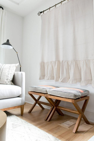 Cotton Maison Naturel Fırfırlı Perde Kornişli Vintage 100X185 Cm - Image 1