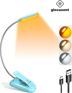 Glocusent Şarjlı Led Masa, Kitap Lambası Çalışma, Okuma, Tamirci Ergonomik Esnek Şarjlı Type C Mavi - Image 1