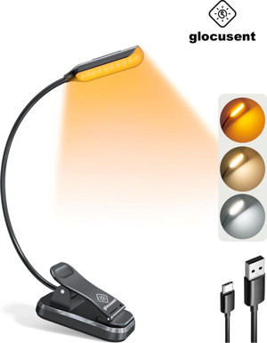 Glocusent Şarjlı Led Masa, Kitap Lambası Çalışma, Okuma, Tamirci Ergonomik Esnek Şarjlı Type C - Image 1