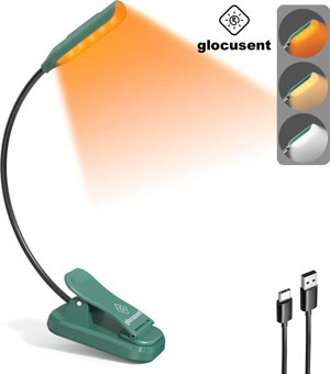 Glocusent Şarjlı Led Masa, Kitap Lambası Çalışma, Okuma, Tamirci Ergonomik Esnek Şarjlı Type C Yeşil - Image 1