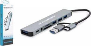 Hadron Hdx7828 Type-C Hub Combo 3-Usb3.0 + Usb + Type-C + Audio + Sd + Tf 8In1 Gri - Image 1