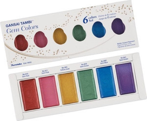 Zig Kuretake Gansai Tambi Profesyonel Japon Sulu Boya 6 Renk Mc20-gc/6v Gem Color - Image 1