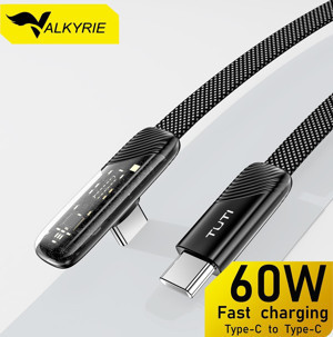 Valkyrie Tuti Süper Hızlı 60W PD Type-C Şarj ve Data Kablosu - Dayanıklı Örgülü Tasarım Vertical Yatay Kablo 130cm - Image 1