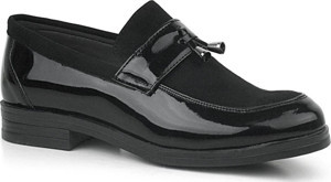Rakerplus Loafer Siyah Rugan Nubuk Erkek Klasik Çocuk Ayakkabı - Image 1