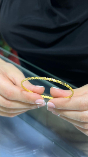 Kuyumcu Nurettin 25 gr (Gram) İki Telli Adana Burma Bilezik Yatırımlık İşçiliksiz 22 Ayar Altın