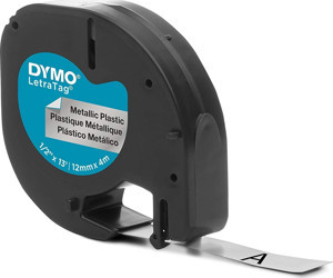 DYMO LetraTag Metalik Gri Şerit 59429 (12mm x 4 metre) - Image 1