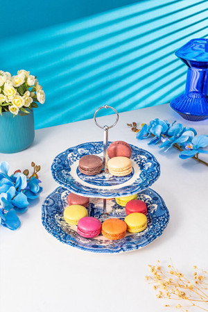 Fecra Vintage Blue 2 Katlı Kurabiyelik Seti - Image 1