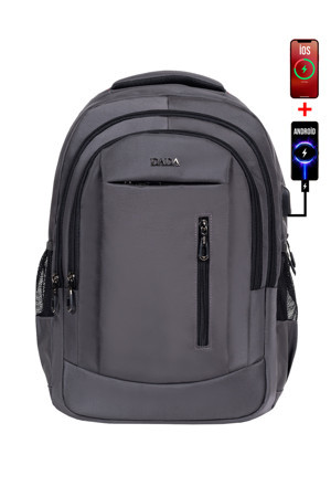 Dada Unisex Gri Okul Sırt Çantası Büyük Boy Usb Type-C Su Geçirmez Oxford Kumaş Lise Üniversite - Image 1