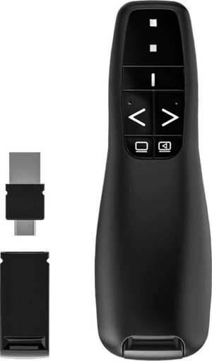 Ga82 Kablosuz Sunum Kumandası Type-C ve USB Girişli PowerPoint Slayt Sayfa Çevirme Kırmızı İşaretçi Işıklı Projektör - Image 1