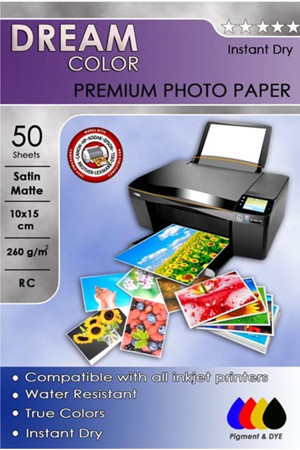 Dream Color Epson Yazıcılar Için Fotoğraf Kağıdı Satin Mat 260 Gr 10X15 50 Yaprak - Image 1