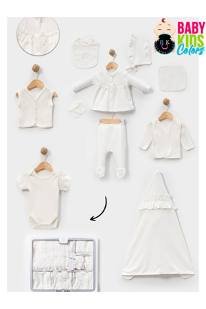 Baby Kids Colors Kutulu - Kız Yenidoğan Kıyafetleri 10'Lu Hastane Çıkış Setleri İncili %100 Pamuk - Image 1