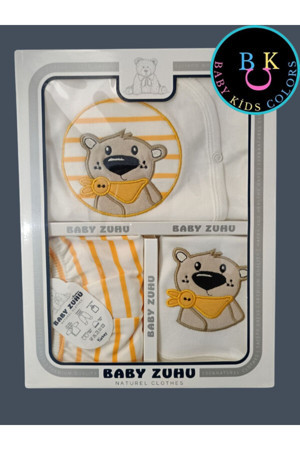 Baby Kids Colors Florlu Ayı Nakışlı Organik Anti Bakteriyel Yeni Doğan Hastane Çıkış Zıbın Seti - Image 1
