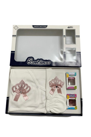 Baby Kids Colors Taşlı Nakışlı Kız 7'Li Hastahane Çıkışı Yenidoğan Zıbın Seti - Image 1