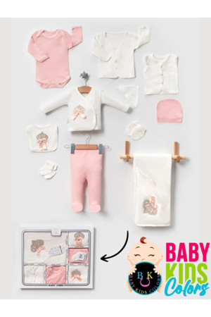 Baby Kids Colors Lüks Taşlı Yeni Doğan Hastane Çıkış 10'Lu Zıbın Seti (Kutulu) - Image 1