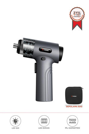 Torima TTS-01 Gri 30 Parça Sarjlı Tornavida Seti – Led Işıklı, Mıknatıslı, Type-c - Image 1