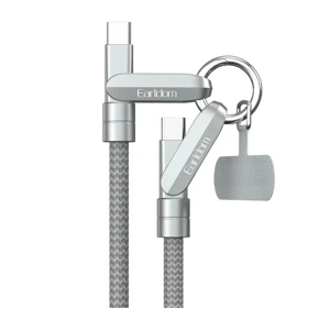 Earldom 1M 60W Type-C Askısılı PD Şarj Kablo-Gümüş - Image 1