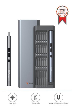 Torima TTS-04 48 Parça Şarjlı Hassas Tornavida Seti – Led Işıklı, Mıknatıslı Alüminyum Kasa, Type-c - Image 1