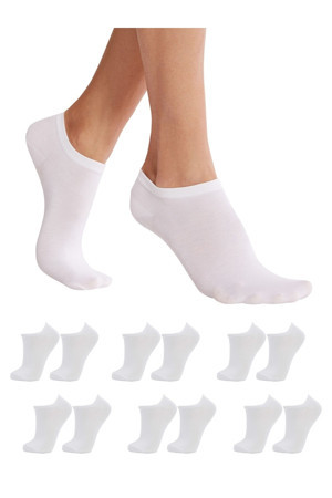 Dore Görünmez Sneakers Beyaz Kadın Spor Ayakkabı Çorabı 6 Çift - Image 1