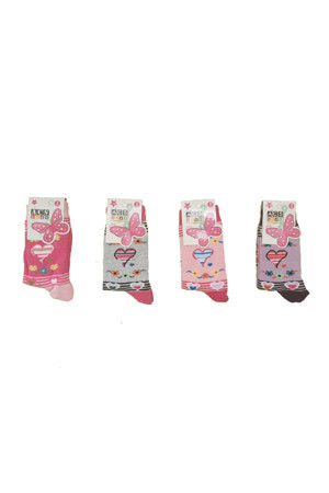 Açs Çorap Kız Çocuk Karışık Renk 3 Çift Ekonomik Çorap - Image 1
