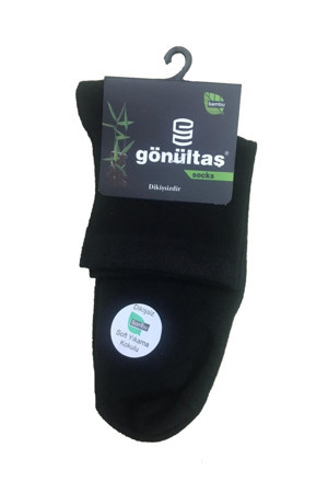 Gönültaş 3 Çift Siyah Renk Yarım Konç Bambu Çorap - Image 1