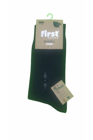 First 12 Çift Siyah Renk Dikişsiz Bambu Çorap - Image 1