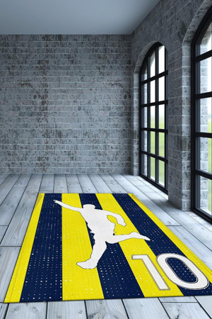 Homshtag Efsane 10 Sarı Lacivert Renkli Futbol Halısı Fenerbahçe Severlere Tasarım Hediyelik Halı - Image 1
