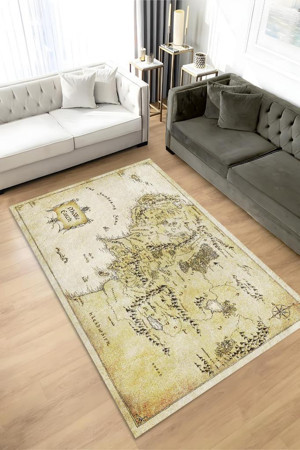 Homshtag Orta Dünya Yüzüklerin Efendisi Desenli Halı Bej Renk Yüzüklerin Efendisi Film Sever Halısı - Image 1