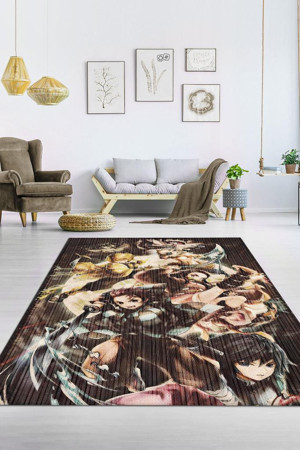 Homshtag Demon Slayer Çok Renkli Halı Modern Anime Halısı Dokuma Taban Hediyelik Animse Sever Halı - Image 1