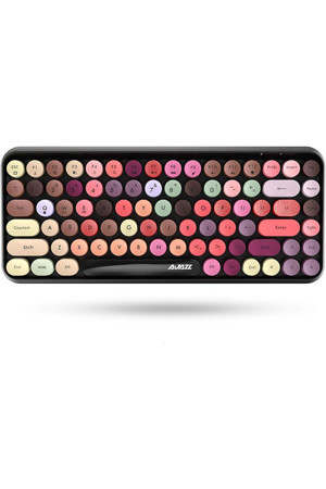 Ajazz 308İ Bluetooth Klavye 84 Tuşlu Kablosuz Gaming Vintage Klavye Çok Renkli Daktilo Tarzı Tuşlar - Image 1