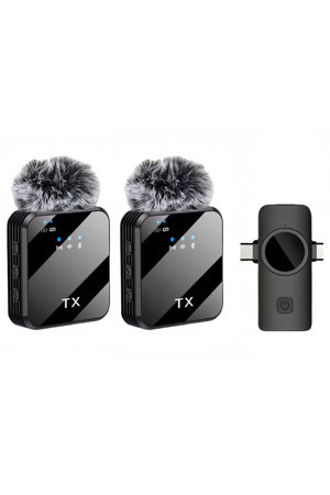 Coverzone Kablosuz Yaka Mikrofonu Çiftli Mikrofon İphone 16 İle Uyumlu Type-C/Lightning Portlu Röportaj 1029 - Image 1