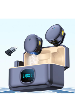 Coverzone Mıknatıslı Kablosuz Çift Yaka Mikrofon İphone 16 İle Uyumlu Type-C/Lightning Portlu Röportaj 985 - Image 1