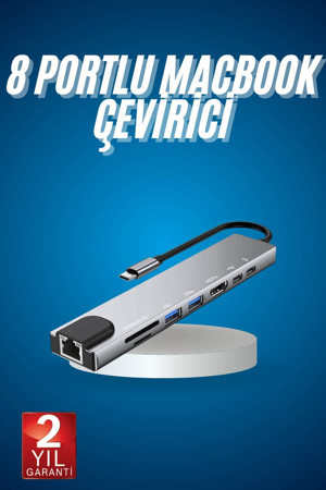 8 Port Çoklayıcı Macbook Ile Uyumlu Çoğaltıcı Type-C dönüştürücü TF SD kart - Image 1